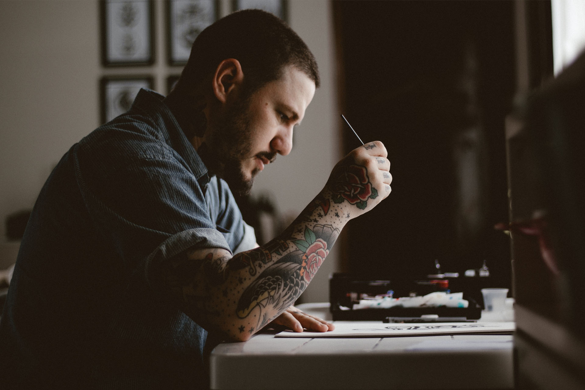 Man in front of desk